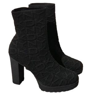 DKNY Logo Embossed Chunky Platform Ankle Booties